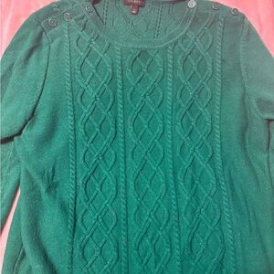 Talbots Emerald Cable Knit Sweater